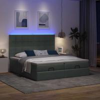 Ottoman bed met matrassen en LED's 180x200cm stof donkergrijs - thumbnail