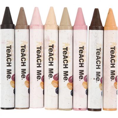 Colortime Waskrijt, l: 10 cm, d 15 mm, skin colours, 8 stuk/ 1 doos