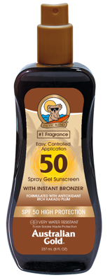 Australian Gold - Sunscreen SPF50 Spray Gel w. Instant Bronzer 237 ml Australian Gold - Sunscreen SPF50 Spray Gel w. Instant Bronzer 237 ml