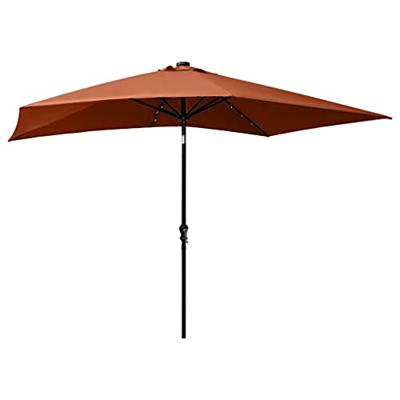 VidaXL Parasol met led's en stalen paal 2x3 m terracottakleurig