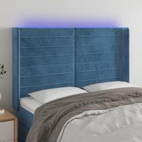 Hoofdbord LED 147x16x118/128 cm fluweel donkerblauw - thumbnail