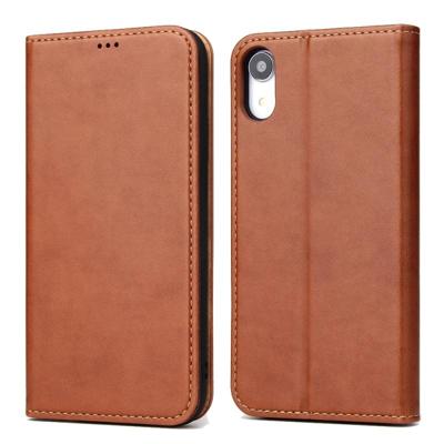 Horizontale Flip PU lederen case voor iPhone XR met houder & kaartsleuven & portemonnee (bruin)