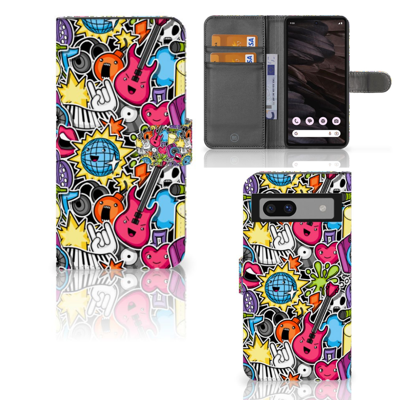 Google Pixel 7A | Wallet Case | met Pasjes | Punk Rock