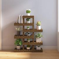 Plantenstandaard 85x25x109,5 cm massief grenenhout honingbruin - thumbnail