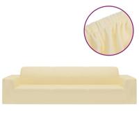 VidaXL Vierzitsbankhoes stretch polyester jersey crèmekleurig - thumbnail