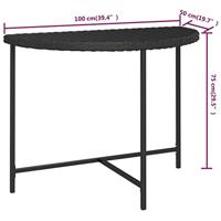 Tuintafel 100x50x75 cm poly rattan zwart - thumbnail