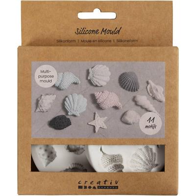 Creativ Company Siliconen vormen, zeester, grote zeeschelp, schelp, h: 0,3-1 cm, l: 1,3-3,3 cm, 2 stuk/ 1 doos