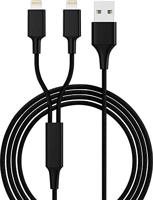 Smrter USB-laadkabel USB 2.0 USB-A stekker, Apple Lightning stekker 1.20 m Zwart SMRTER_HYDRA_DUO_L_BK - thumbnail
