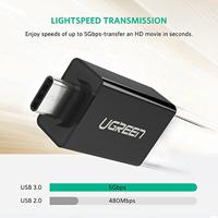 UGREEN 20808 USB-kabel USB 3.2 Gen1 (USB 3.0 / USB 3.1 Gen1) USB-C stekker, USB-A bus Zwart - thumbnail