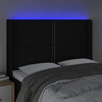 Hoofdbord LED 147x16x118/128 cm stof zwart - thumbnail