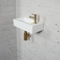 Fonteinset Mat Wit Wiesbaden Color Messing Goud (kraangat rechts) - thumbnail