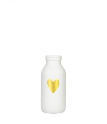 Fles vaas glas wit met hart Ø4.8xH10,4cm