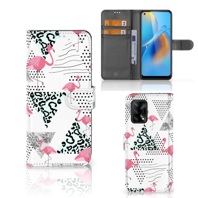 OPPO A74 4G | Telefoonhoesje | Met pasjeshouder | Flamingo Triangle