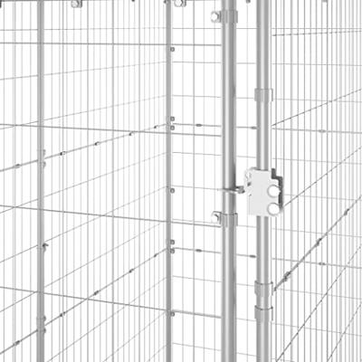 Hondenkennel buiten met dak 110x220x180 cm gegalvaniseerd staal - thumbnail