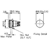 Bulgin MP0037/2 MP0037/2 Vandalismebestendige druktoets 50 V 1 A 1x uit/(aan) Moment (Ø x l) 21.5 mm x 31.8 mm IP68 (frontplaten afdichting) 1 stuk(s) - thumbnail