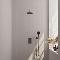 Brauer Gunmetal Edition Thermostatische Regendoucheset Inbouw - Hoofddouche 20 cm - Gebogen Wandarm - 3 Weg - Handdouche 3 Standen - Doucheslang - Wandaansluitbocht - Gunmetal - thumbnail