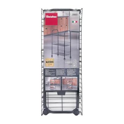 Metaltex Lugano Trolly met Wielen + 3 Manden 41x23x63 cm Zwart/Metaal