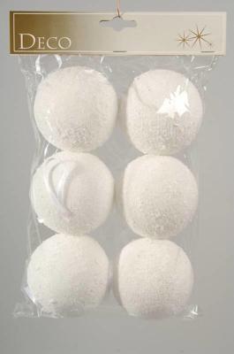 Sneeuwballen foam hang d8 cm wit 6st Kerst Decoris - Decoris