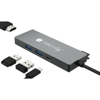 Techly IUSB32C-HUB4HPD laptop dock & poortreplicator Bedraad Techly IUSB32C-HUB4HPD laptop dock & poortreplicator Bedraad