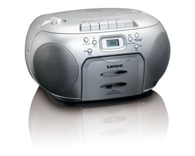 Lenco SCD-420SI Portable stereo FM Radio CD - Draagbare Cassettespeler met Auto stop - CD-speler met LCD scherm en Programmeerbaar geheugen - Grijs