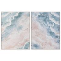 Schilderij Home ESPRIT Blauw Strand Mediterrane Met reliëf 90 X 3,2 X 120 CM (2 Stuks) - thumbnail