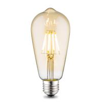 Edison Vintage LED filament lichtbron Drop - Amber - ST64 Deco - Retro LED lamp - 6.4/6.4/14cm - geschikt voor E27 fitting - Dimbaar - 4W 400lm 2700K - warm wit licht - thumbnail