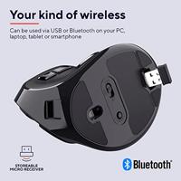 Trust VOXX Ergonomische muis Bluetooth, Radiografisch Optisch Zwart 9 Toetsen 2400 dpi Ergonomisch, Afneembare kabel, Geïntegreerd scrollwiel - thumbnail