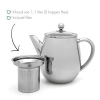 Bredemeijer Duet Eva Theepot 1.1L Glanzend/Zilver - thumbnail