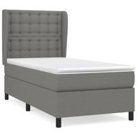 Boxspring met matras stof donkergrijs 90x190 cm - thumbnail
