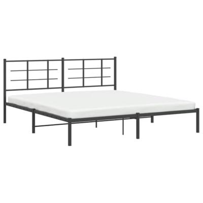 Bedframe met hoofdbord metaal zwart 183x213 cm Bedframe met hoofdbord metaal zwart 183x213 cm