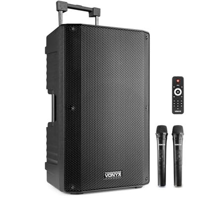 Vonyx VSA700 draagbare speaker op accu met 2x draadloze microfoon