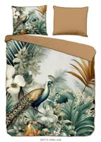 Descanso Dekbedovertrek "bladeren en vogels" - Multi - (240x200/220 cm) - Katoen Satijn - thumbnail