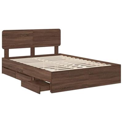Bedframe met lade Bruine eik 140 x 200 cm Geconstrueerd hout
