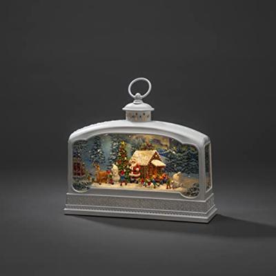 Konstsmide 4290-200 LED-lantaarn Kerstman met dieren Warmwit LED Wit Watergevuld, Timer