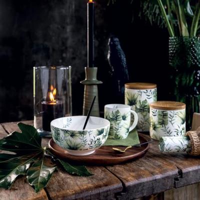 Ambiente Schaal Jungle leaves white