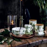 Ambiente Schaal Jungle leaves white - thumbnail