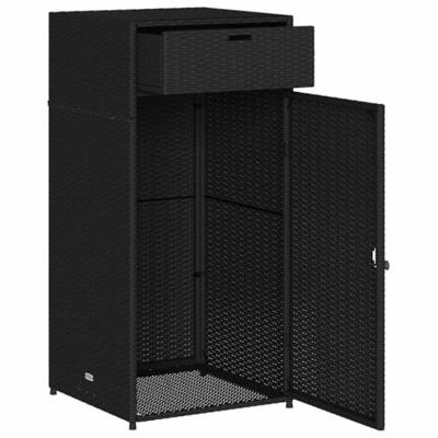 Tuinkast 55x55x111 cm poly rattan zwart