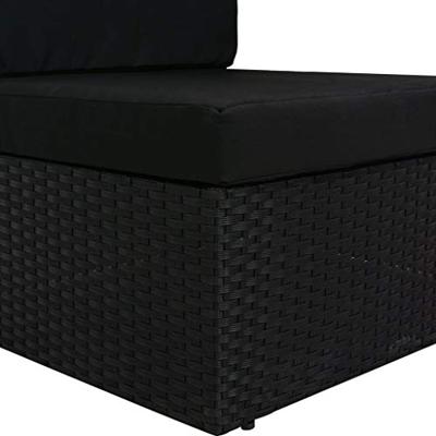 Hoekbank met linkerarmleuning sectioneel poly rattan zwart - thumbnail