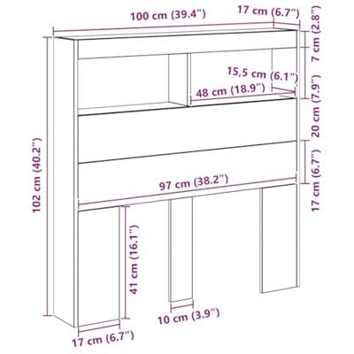 Hoofdbordkast met LED 100x17x102 cm zwart eikenkleurig Hoofdbordkast met LED 100x17x102 cm zwart eikenkleurig