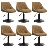 Eetkamerstoelen draaibaar 6 st fluweel bruin - thumbnail