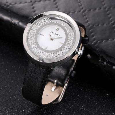 CAGARNY waterbestendig Fashion 6878 vrouwen Quartz Wrist Watch with leder Band(Black+Silver+White) CAGARNY waterbestendig Fashion 6878 vrouwen Quartz Wrist Watch with leder Band(Black+Silver+White)