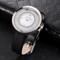 CAGARNY waterbestendig Fashion 6878 vrouwen Quartz Wrist Watch with leder Band(Black+Silver+White) - thumbnail