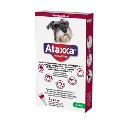 ATAXXA 1250mg/250mg (10-25 kg) - druppels tegen vlooien en teken voor honden - 1x2,5ml