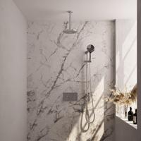 Chrome Carving thermostatische regendouche met drukknoppen SET 71: 20 cm douchekop, plafondarm, 3-standen handdouche, doucheslang en geïntegreerde glijstang - thumbnail