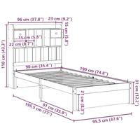 Bed met boekenkast zonder matras massief grenenhout 90x190 cm - thumbnail