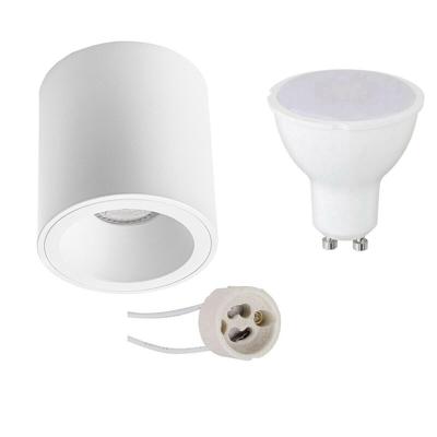 Energiezuinige Opbouwspot Set GU10 - Mat Wit 4W - 6400K Koud Wit - Ø90mm
