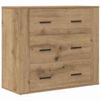 Dressoir 80x33x70 cm bewerkt hout artisanaal eikenkleurig - thumbnail