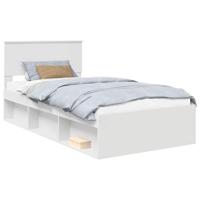 Bedframe met hoofdeinde Wit 100 x 200 cm Massief grenenhout - thumbnail