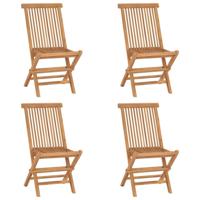 Tuinstoelen 4 st inklapbaar massief teakhout - thumbnail