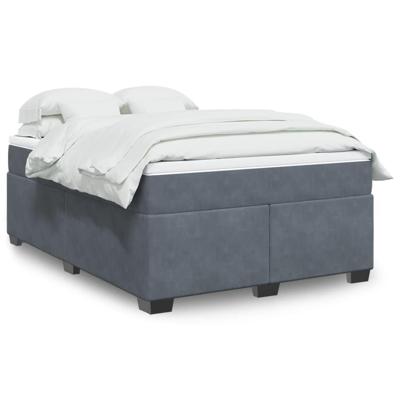 Boxspring met matras fluweel donkergrijs 140x200 cm